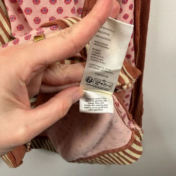 Free People Instant Classic Long Sleeve Patchwork Tee Button Up Boho - Picture 5 of 6